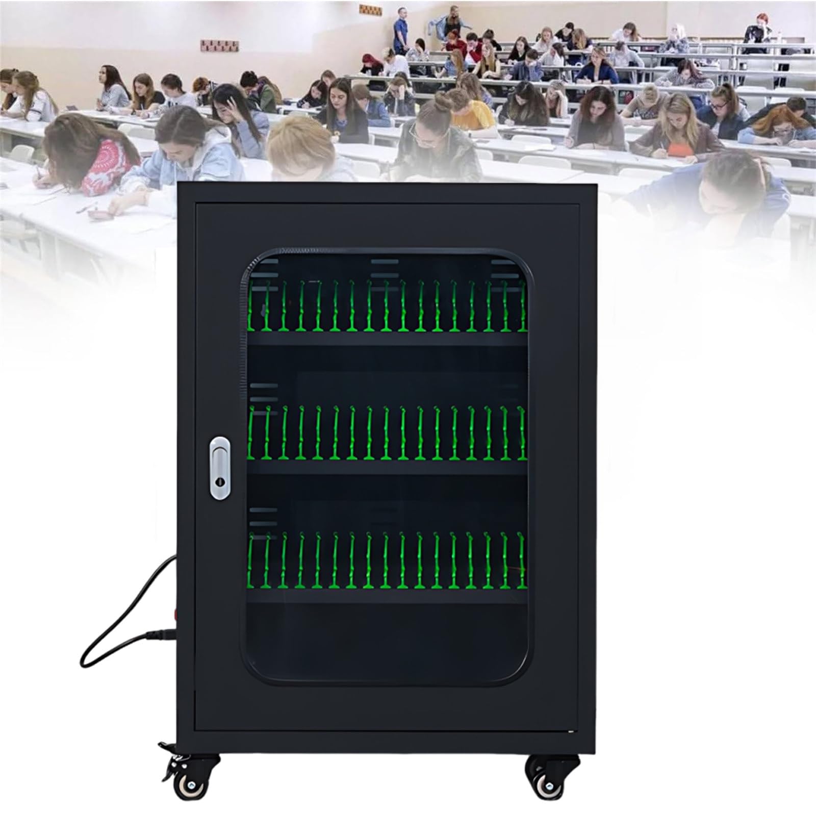 Mobile di ricarica per dispositivi fino a 10,5 pollici, stazione di archiviazione con serratura con 50 slot, ideale per scuole e aziende, soluzione di ricarica sicura per telefono