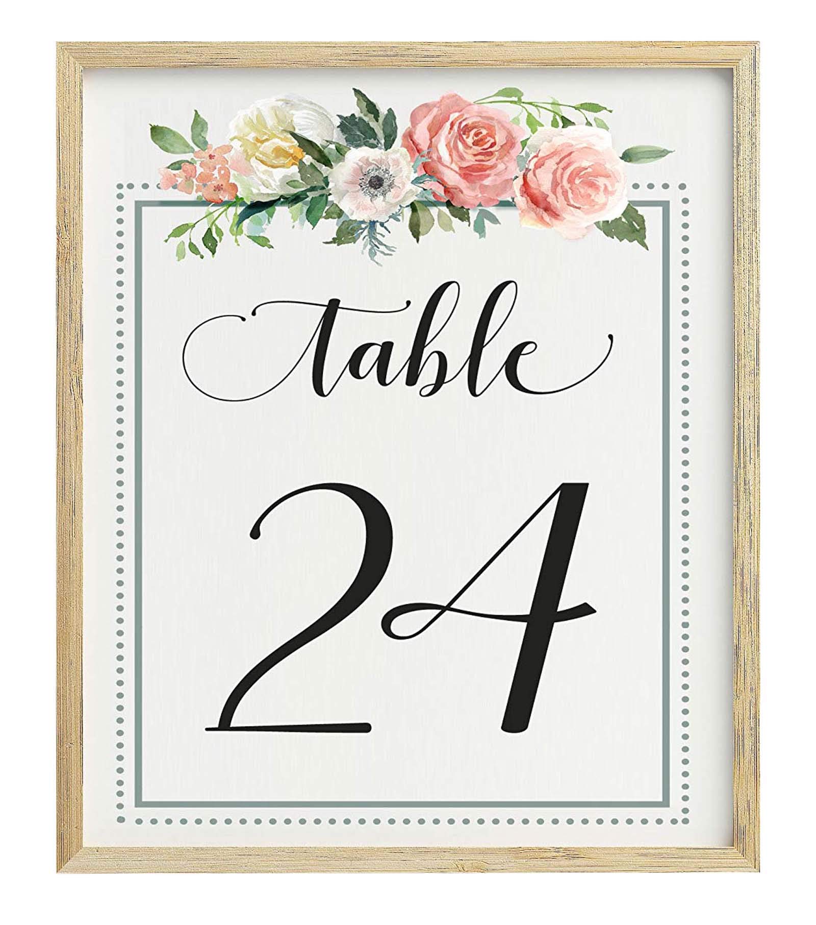 Darling Souvenir Calligraphy 1-20 Floral Table Numbers Wedding Reception Decor Table Cards (4x6 Inches)