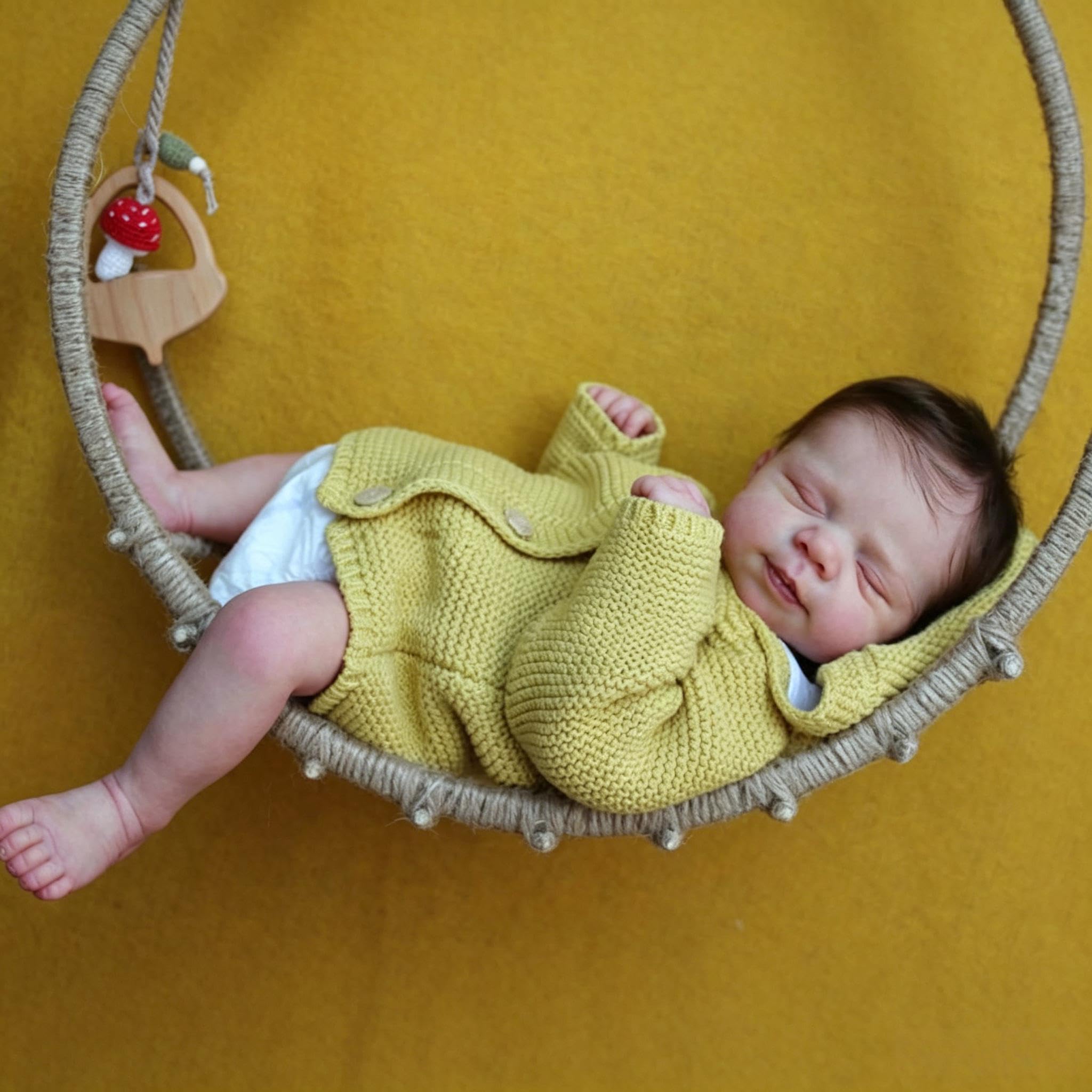 Realistyczne silikonowe lalki Reborn Baby Dolls Śpiąca Dziewczyna 45 cm Realistyczne lalki noworodka Pełne winylowe życie jak Reborn Baby Doll z żółtym swetrem, które wyglądają jak prawdziwe