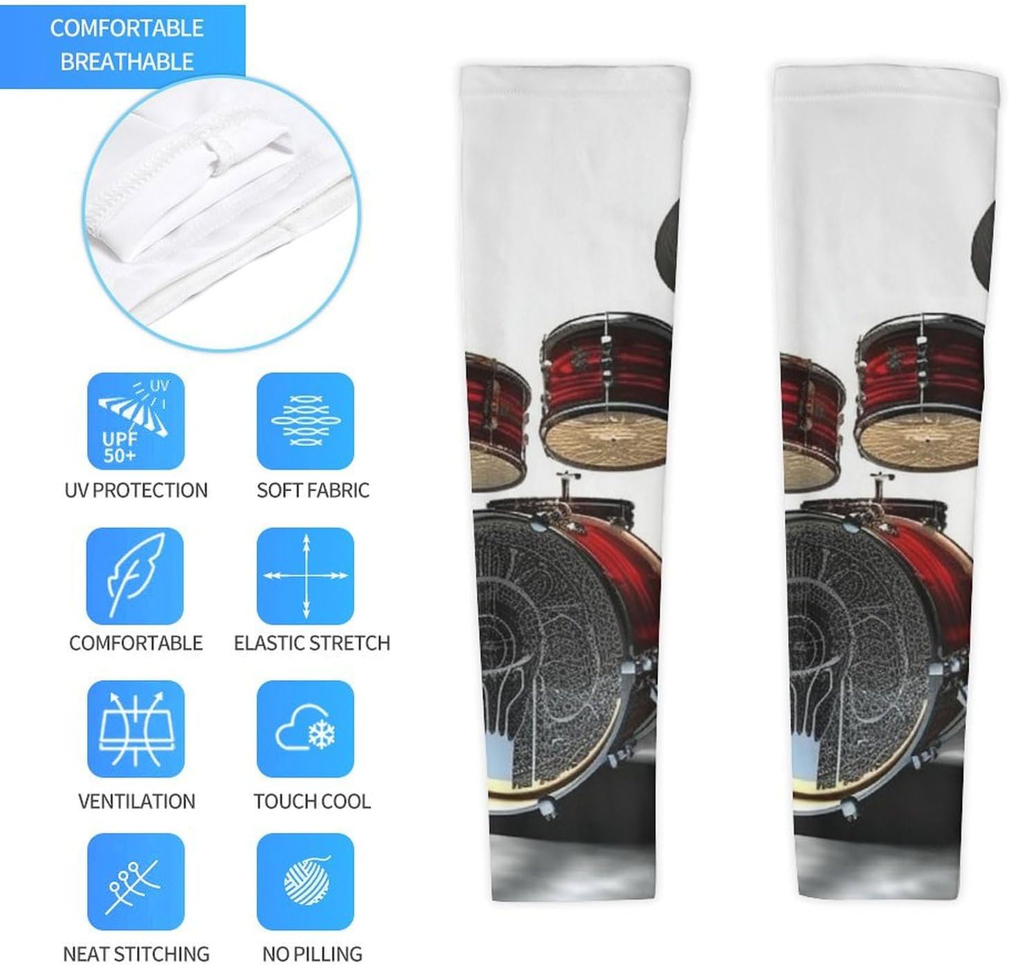 UV Sun Protection Cooling Arm Sleeves XX-Large (xx_l), Compression, Soft | Cool Drum Set Arm Covers for Sport, Breathable, Tattoo Cover Up, Portable Arm Brace for Women Men