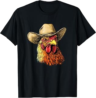 Cool Chicken Face with Cowboy Hat for Boys and Girls T-Shirt