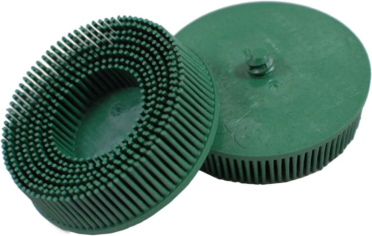 3M7526 3" Scotch-Brite Roloc Bristle Discs, 50 Grit, Coarse, Green