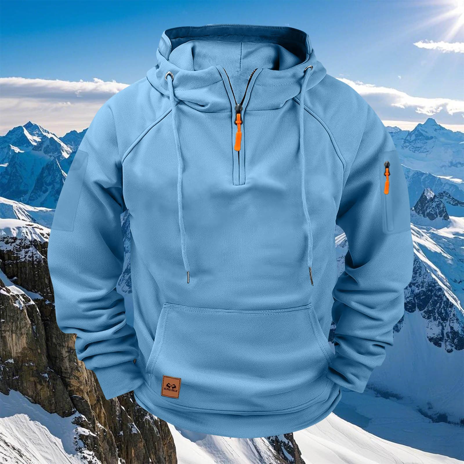 HAOLEI Sudaderas Hombres con Capucha Media Cremallera Sweatshirt Sudadera Manga Larga Otoño Invierno Hoodie Beisbol Divertidas Streetwear Jersey con Bolsillo Holgados Casual Chándales