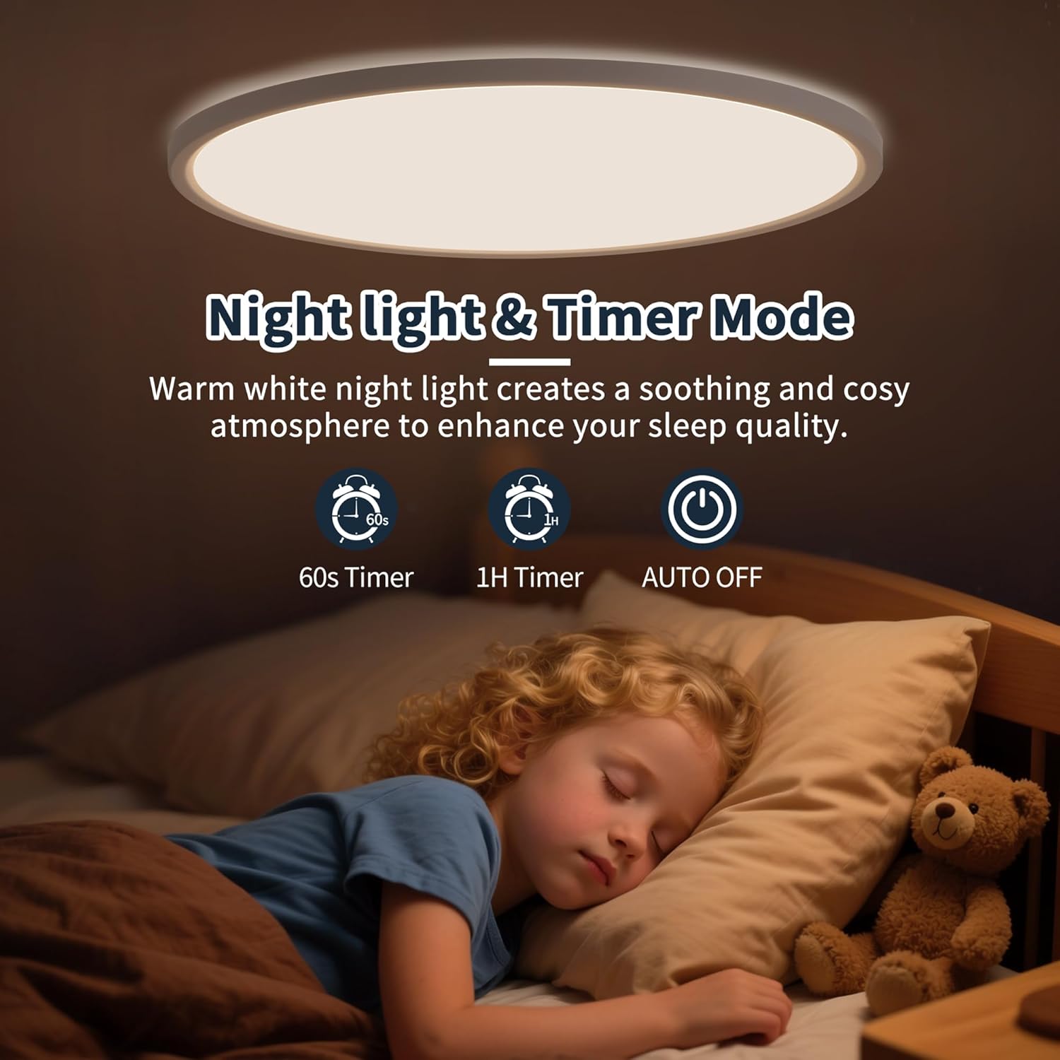 MOONSEA 20 Inch LED Flush Mount Ceiling Light 45W, Large Ceiling Light with Remote Control, Round Dimmable 3000K-6500K Adjustable, Modern Slim Flat Panel Lights for Kitchen Bedroom, White