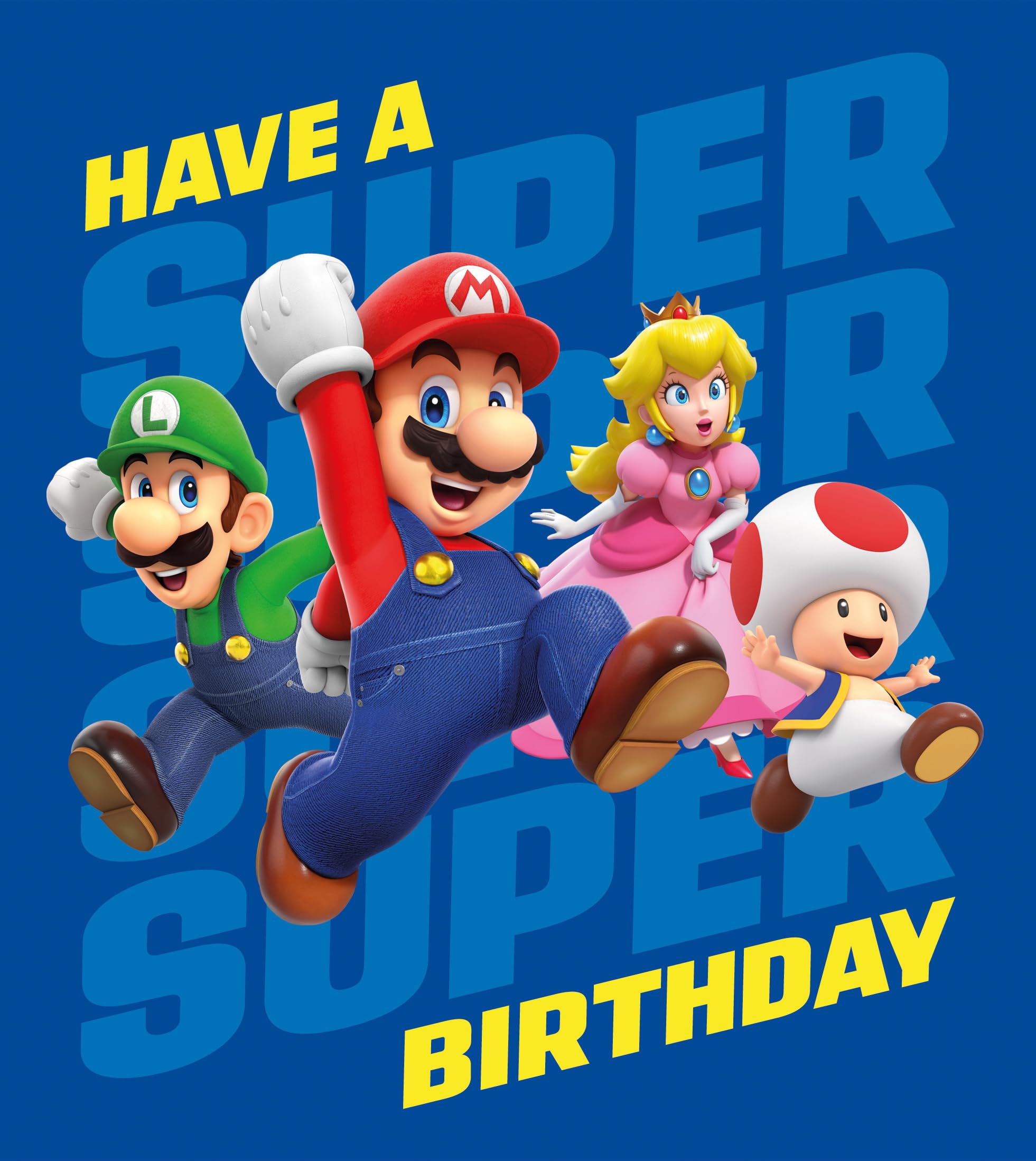 Super Mario Have A Super Birthday Card, Happy Birthday Card For Him, Her, Neice, Nephew, Son, Daughter, Nostalgic Cute Cartoon Design, Luigi, Princess Peach, Toad