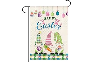Happy Easter Cute Gnomes & Colorful Eggs Vertical Garden Flag