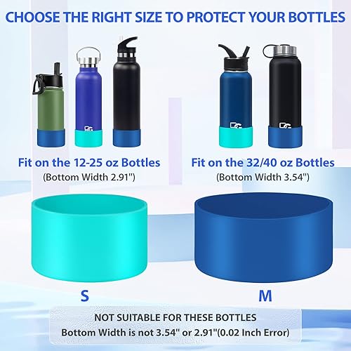 Miniatura 3 de BOGI Paquete de 2 fundas protectoras de silicona para botella de agua deportiva de 20 a 40 onzas, sin BPA, antideslizante, funda de silicona con un
