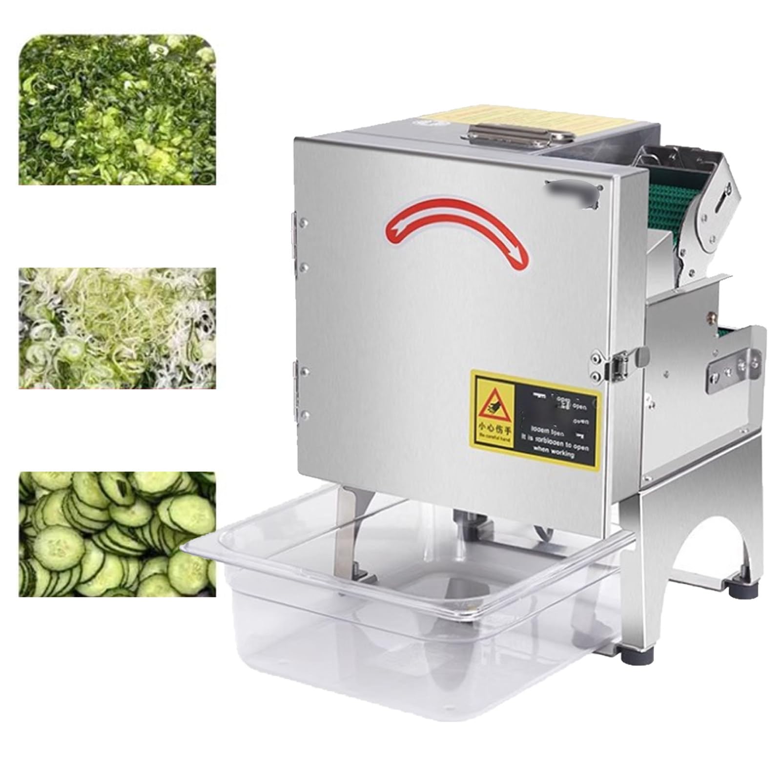 Ofyphth Commercial Electric Vegetable Slicer，200W Automatic Scallion Chopper，440LB/H, 1-35mm Thickness Adjustable, for Cucumber Scallion Green Bean. A