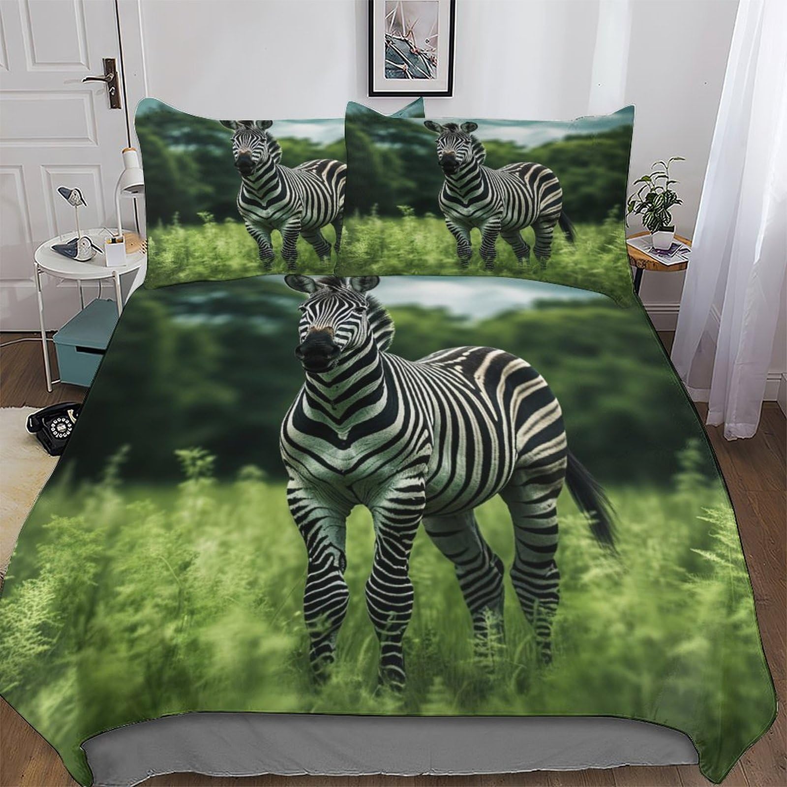 Parure de lit zèbre anti-allergène pour lit king 220x240 enfants et ados