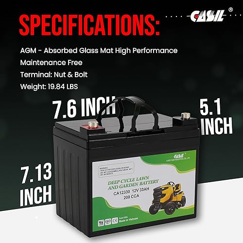 Miniatura 10 de Casil Batería de repuesto de 12 V 33 ah compatible con batería de tractor de césped Cub Cadet 320+ CCA, U1-35 para LT1040, LT1042, LT1045, LT1046,