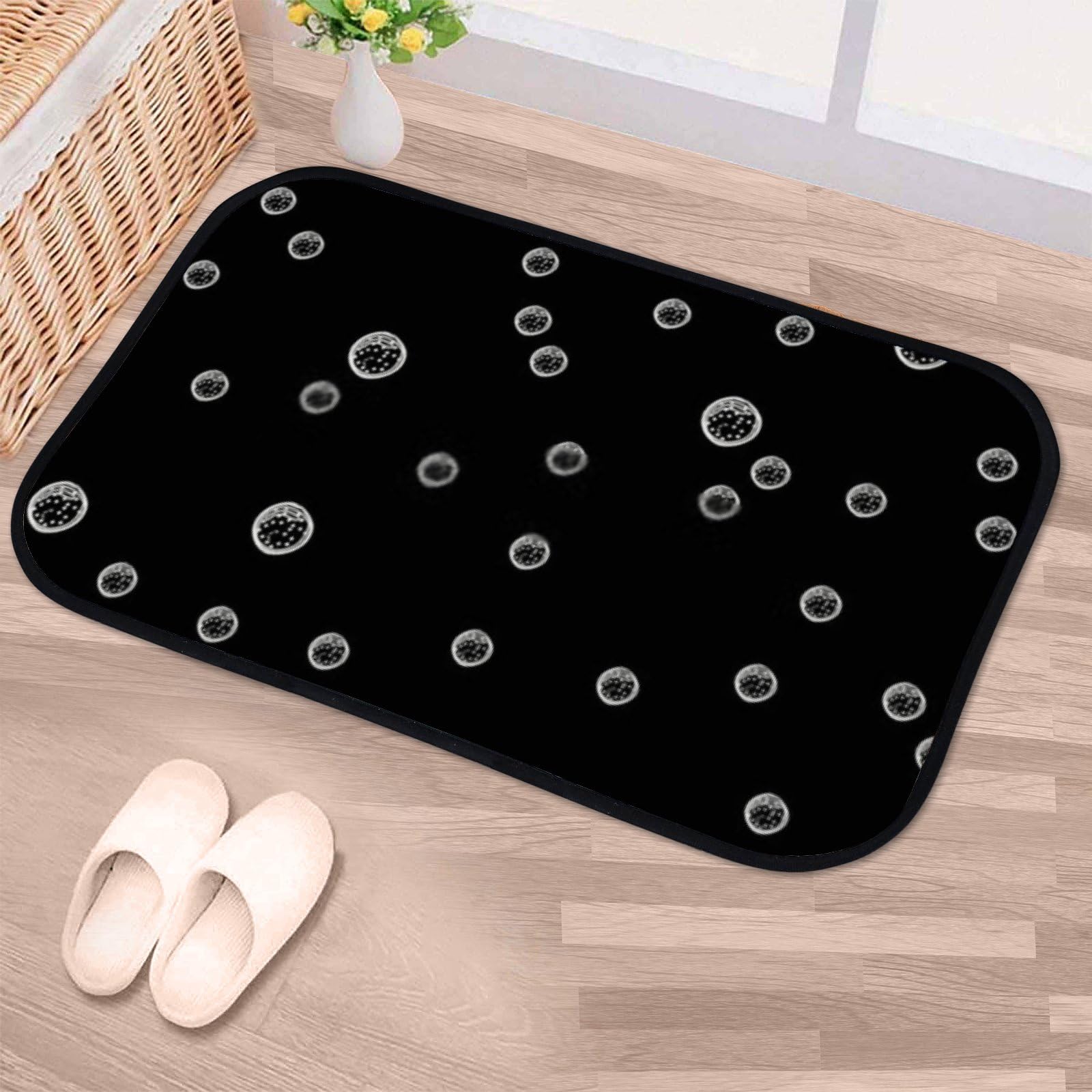 Nuansexi Bathroom Rugs Scandinavian Style Pattern Floor Mats Non Slip Bathmat Doormat Tub Mat Coral Velvet Absorbent Entrance Carpet Mats Machine Washable Bedroom Decor