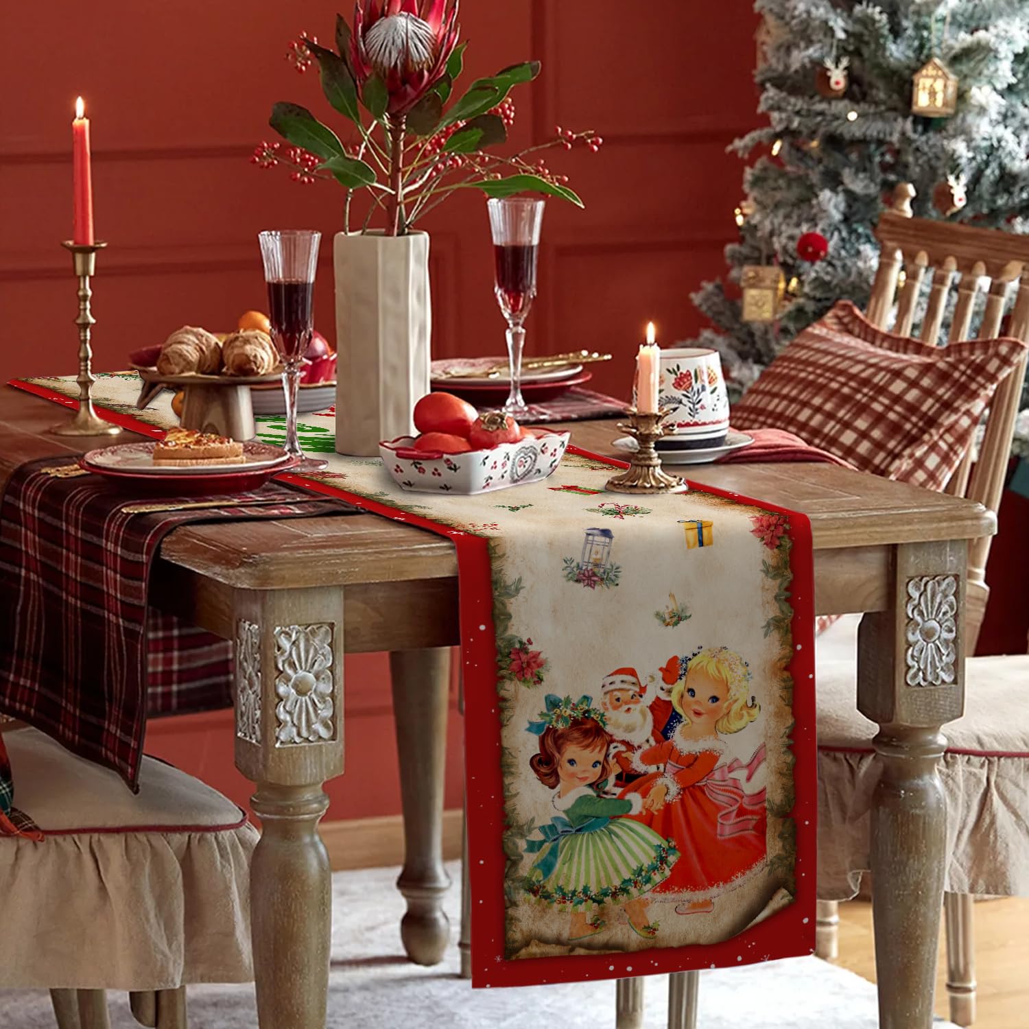 Amazon.com: Racenaf Vintage Christmas Table Runner Christmas