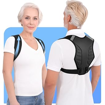 Posture Corrector for Women and Men Upper Back Brace Support Straightener Adjustable Mid Scoliosis Lower Pain Comfortable Relief Hunchback Slouching Kyphosis Invisible Under Fully Black XXL/L