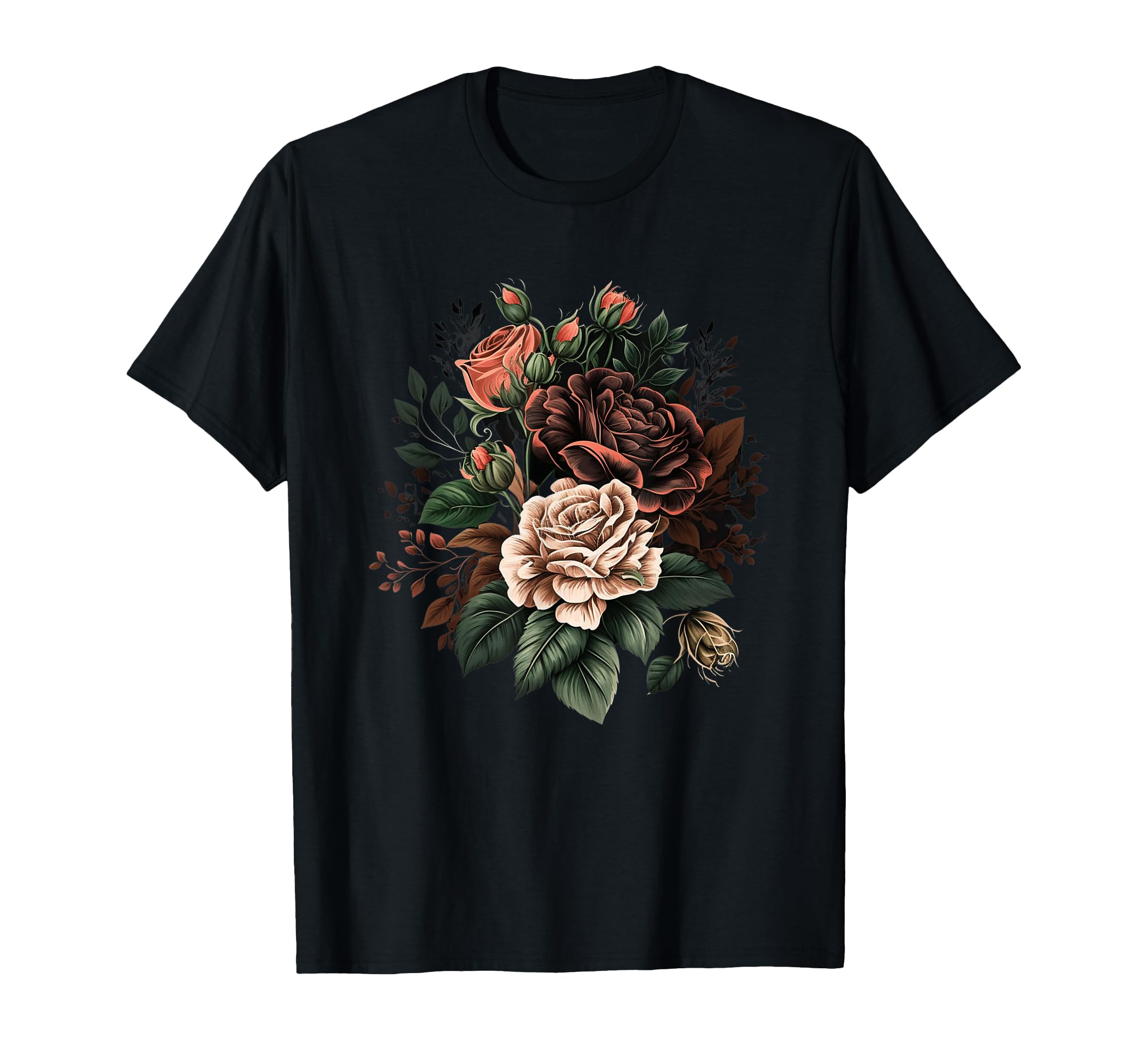 Amazon | ヴィンテージ 薔薇 花 花 イラスト 花 Tシャツ | Tシャツ