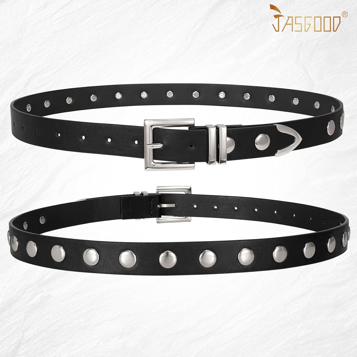 JASGOOD Women Studded Belt Fashion Leather Belt Ladies Punk Belt for Jeans Pants Dresses - Image 2