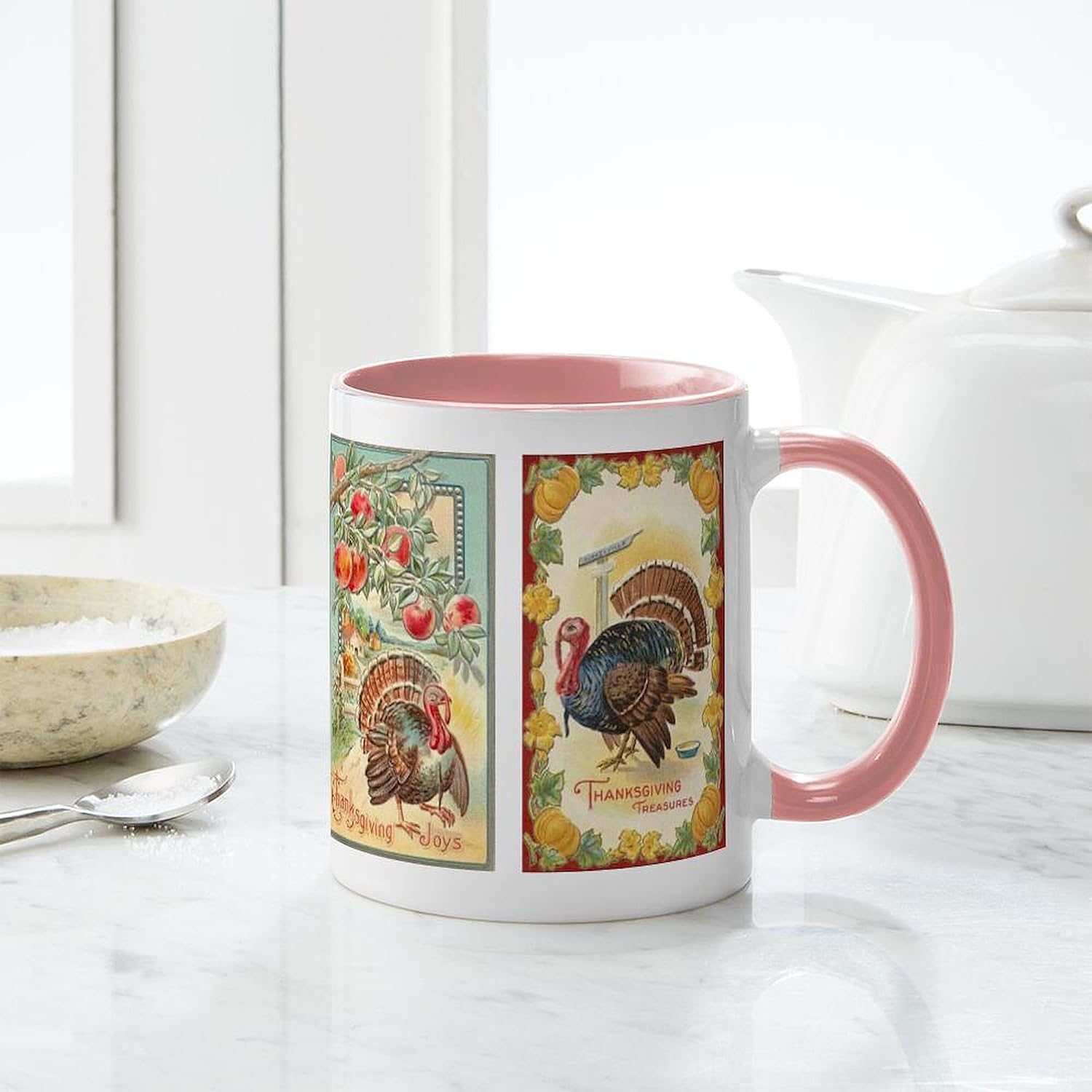 CafePress Vintage Thanksgiving Turkeys 2 Mug 11 oz (325 ml) Ceramic Coffee Mug