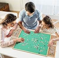 Vista 7 de Tablero de rompecabezas de madera de 1500 piezas con 4 cajones para almacenar rompecabezas, mesa de rompecabezas portátil grande de 26 x 35 pulgadas