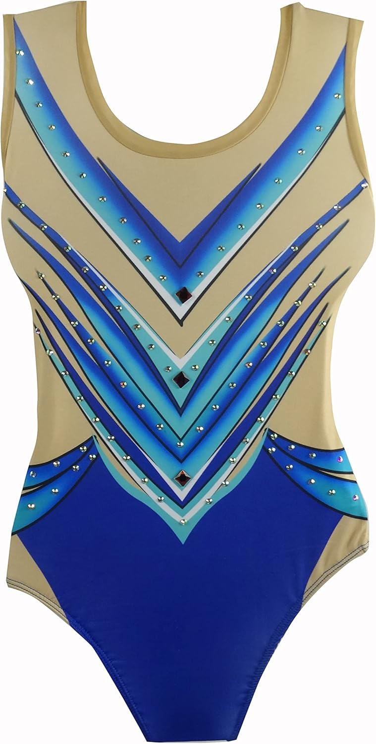 Women's Rhythmic Gymnastics suit tights competition suit Gymnastics suit costume Blue diamond