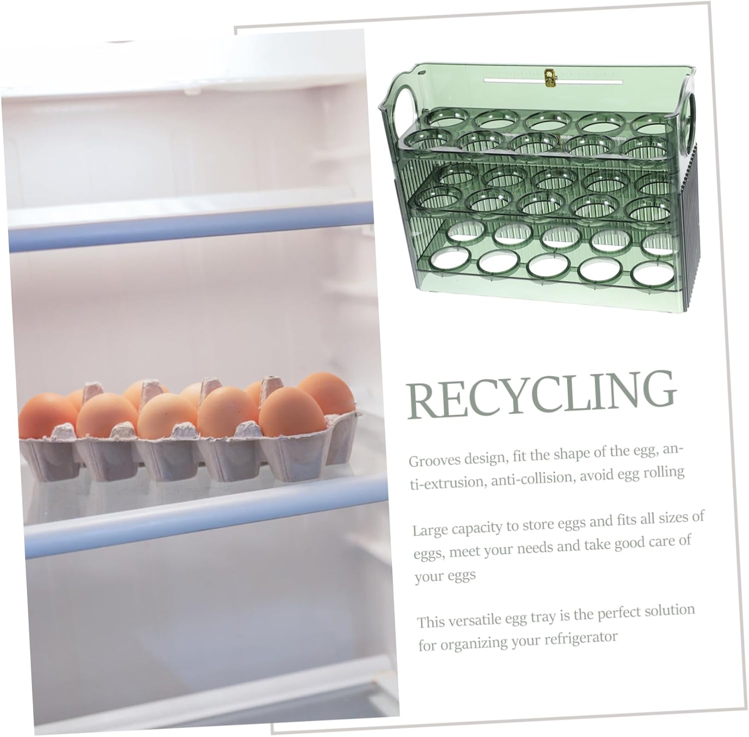 Alipis Egg Storage Container for Refrigerator Lift-Top Egg Holder Stackable Kitchen Organizer Plastic Space-Saving Design for Home Use