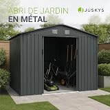 Juskys abri métallique XL – Gris foncé, résistant aux intempéries avec Cadre de Fondation, Porte coulissante & verrouillable – pour Jardin & Stockage - 2