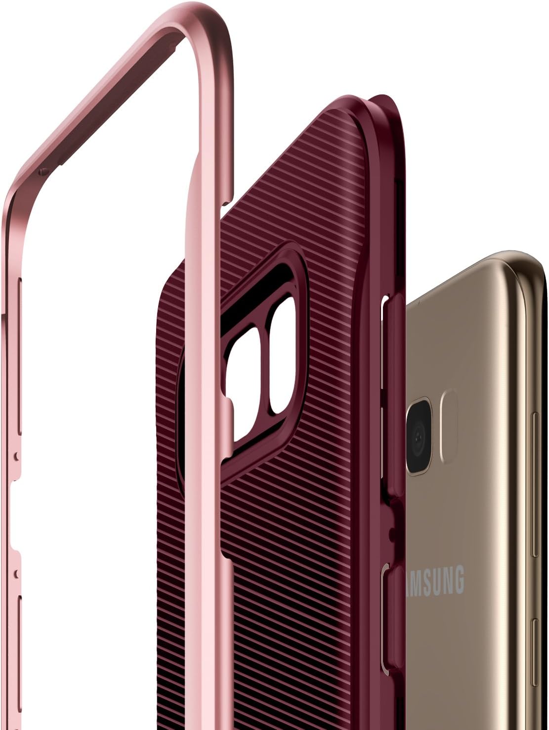 Galaxy S8 Plus Case, TORRAS 2 in 1 Hybrid Anti Fingerprint Slim Fit Soft TPU Cover with Hard Plastic Bumper Scratch Resistant Phone Case for Samsung Galaxy S8 Plus, Burgundy/Rose Gold Edge