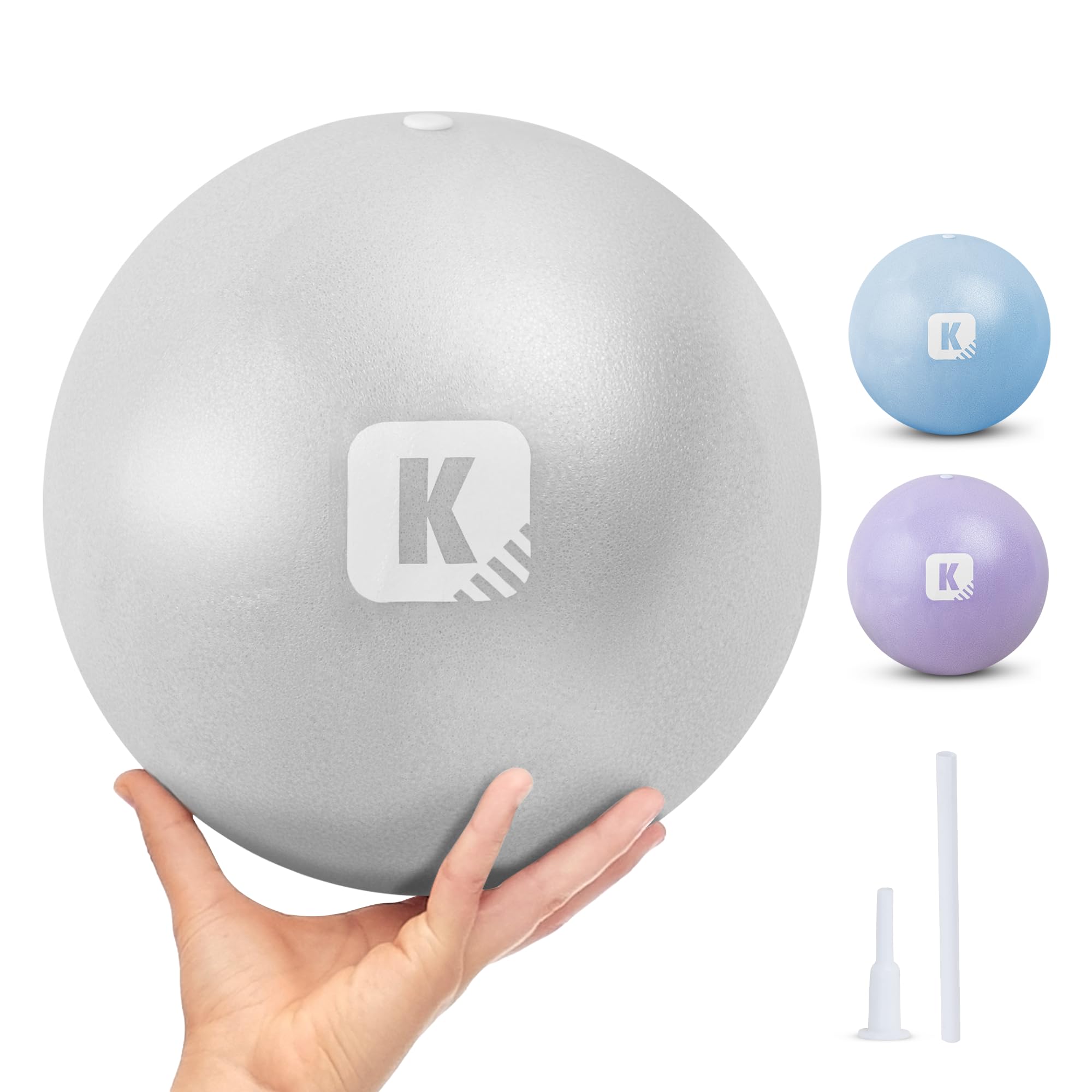 KAYMAN Soft Pilates Ball 25cm, Anti-Burst Yoga Balls for Core Strength, Fitness & Physical Therapy, Core Balance, Lightweight Physio, Portable & Small Exercise Ball for Home, Gym or Travel