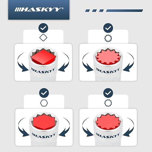 HASKYY 21PCS I 8-36 I Ensemble Jeu de douilles multiple I Tournevis 12 pans embouts de cle a douille 1/2" I acier CRV - 4