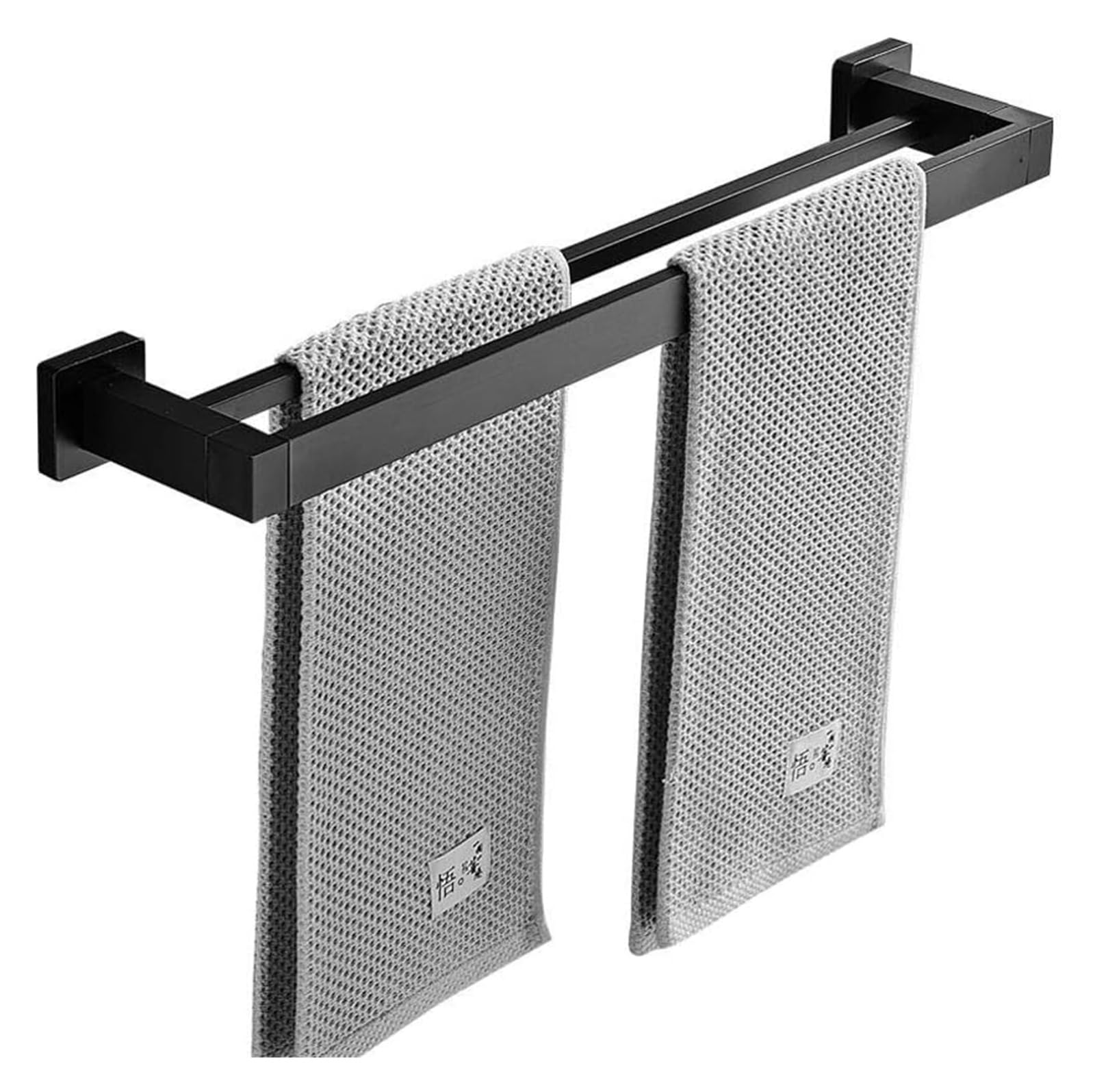 Porte-serviettes en acier inoxydable noir mat au design minimaliste chic