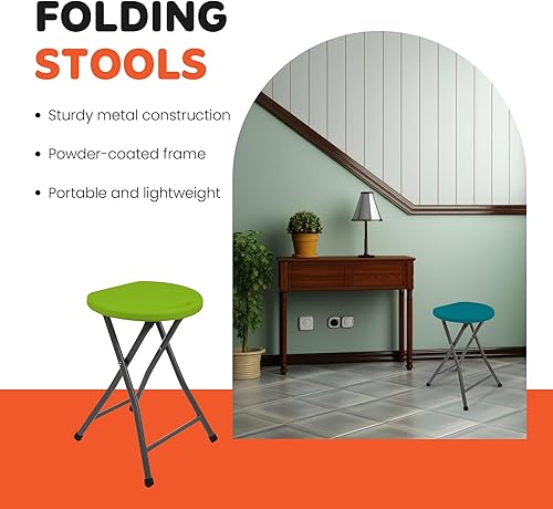 Miniatura 3 de Mintra Taburetes plegables - 18.5 pulgadas de altura, metal, resistentes (1 paquete, marrón)
