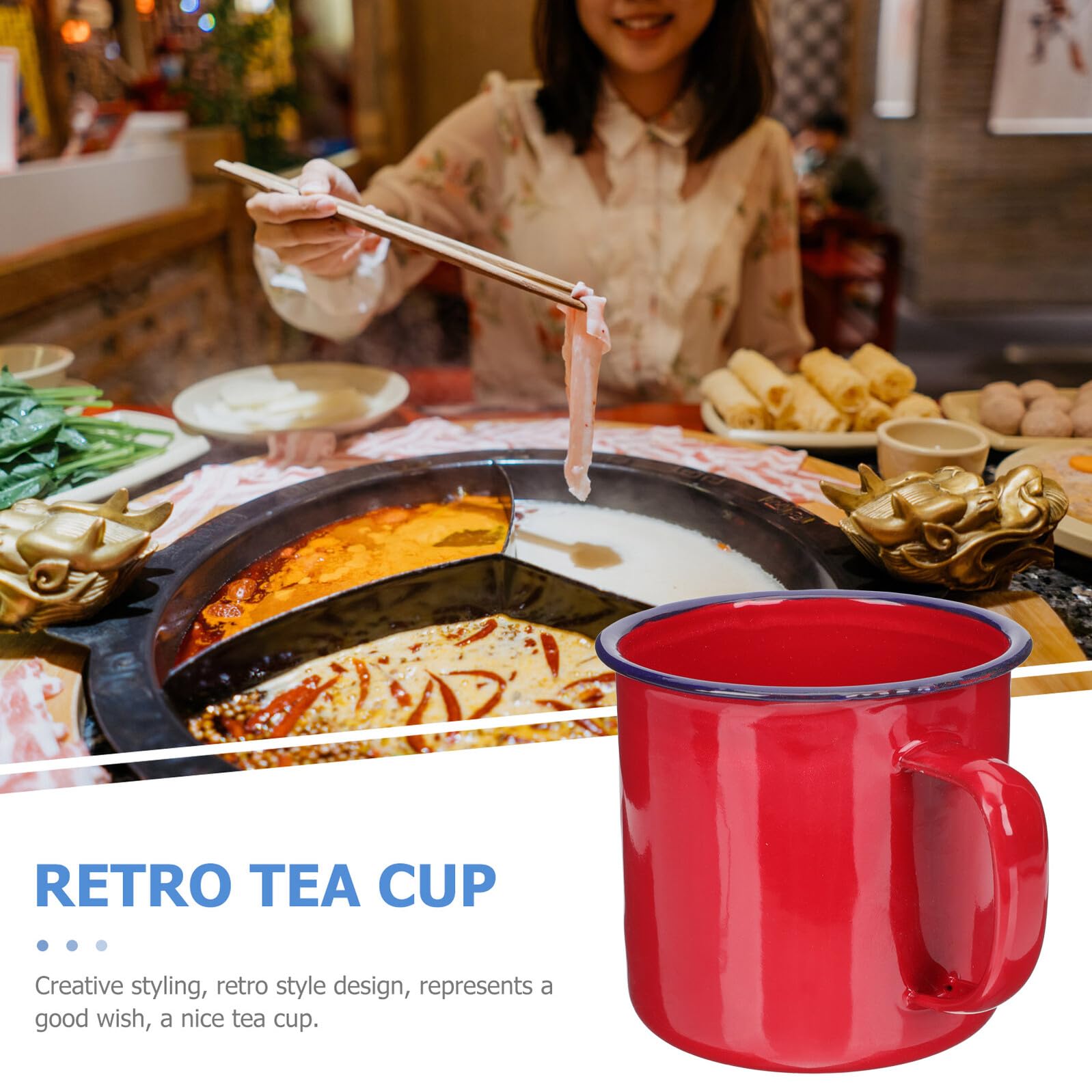 Cabilock 4 Stck Vintage Emaille Becher Retro Trinkbecher mit Henkel Robuster Kaffeetasse für Zuhause Büro Camping und Outdoor Multifunktionaler Kreativbecher für Kaffee Tee und Getränke