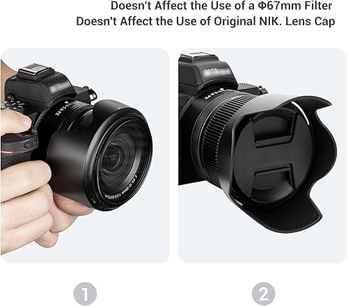 Miniatura 5 de Parasol para lente Nikon NIKKOR Z DX 0.472-1.102 in f3.5-5.6 PZ VR en Nikon Z30 Z50 Z fc reemplaza a la capucha Nikon HB-112, compatible con filtro