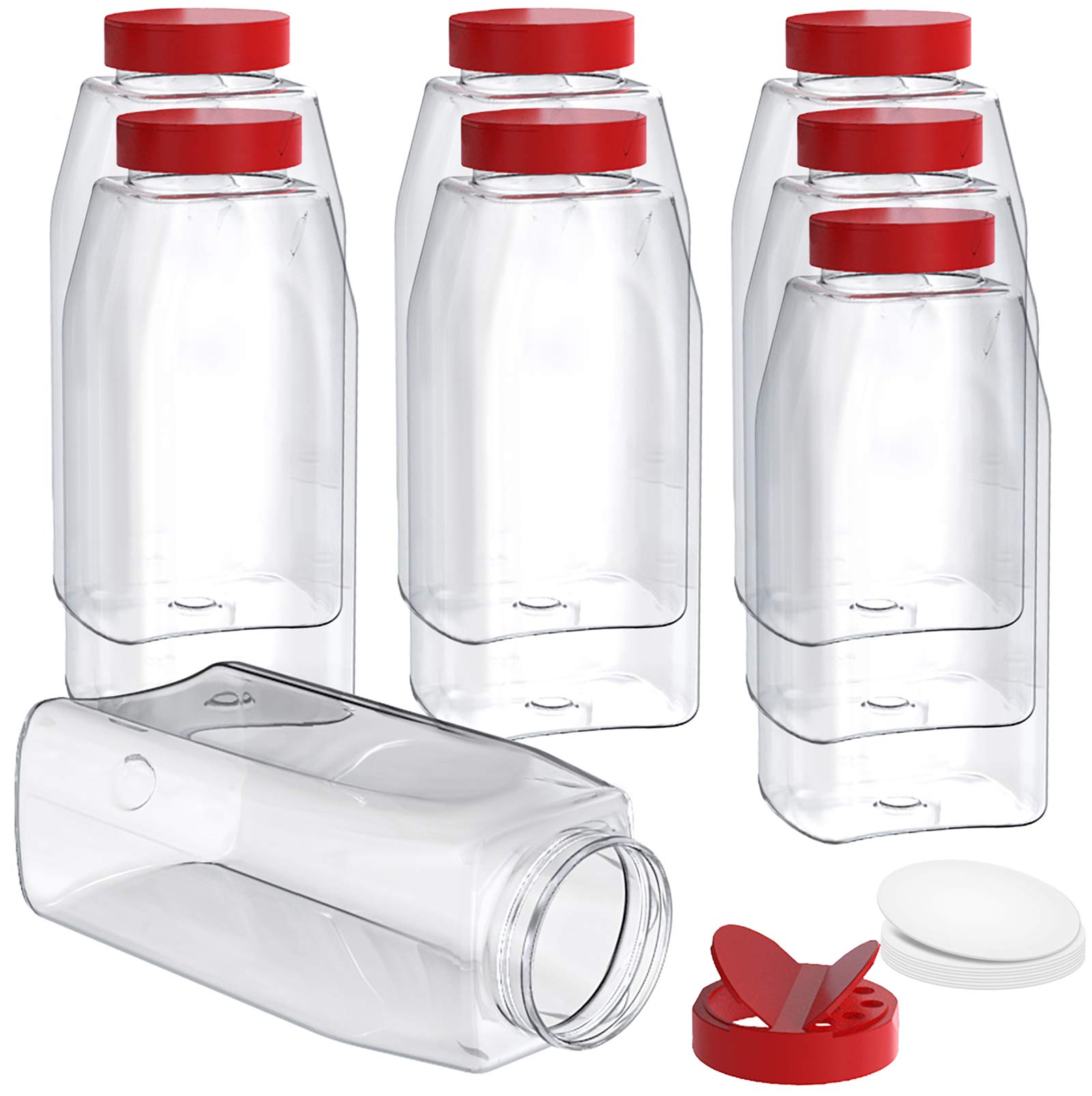 Yesland Pack 35 Oz Large Plastic Spice Jars, BPA Free Spice Bottle  Containers with Red Dual Shake Lid for Storing Spices, Herbs, Powders,  Seasonings
