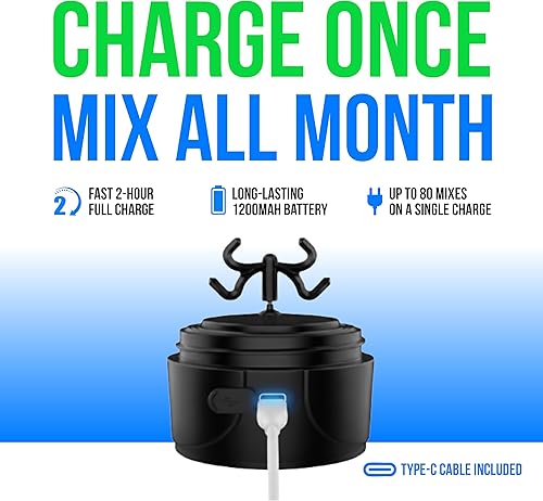 Miniatura 4 de VELOMIX Botella agitadora de proteínas eléctrica - 24 oz | Recargable USB-C | Vasos agitadores a prueba de fugas para batidos de proteínas |