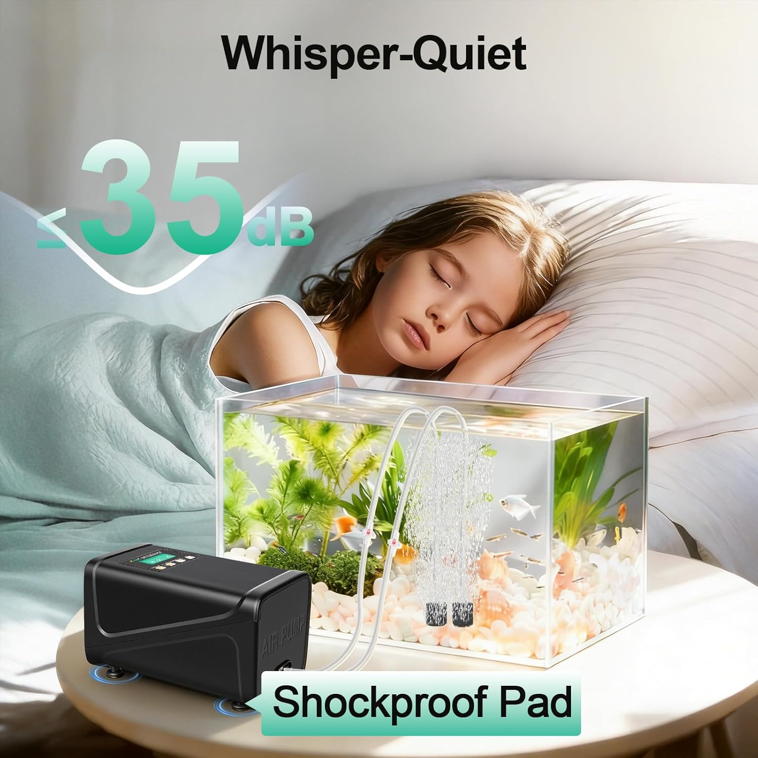 hygger Battery Backup Aquarium Air Pump, USB Rechargeable Dual-Outlet Fish Tank Oxygen Pump, Quiet Portable Aerator for Outdoor Aquarium (up to 120 Gal) & Fishing, Emergency Power Outage