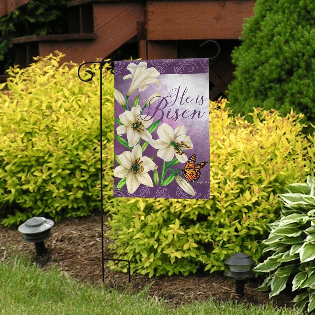 Briarwood Lane He Is Risen Lilies Easter Garden Flag