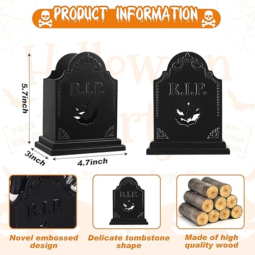 Miniatura 2 de Gueevin Tombstone - Soporte gótico para bolígrafo, ataúd, para brochas de maquillaje, utensilios góticos, decoración de baño, organizador de lápices