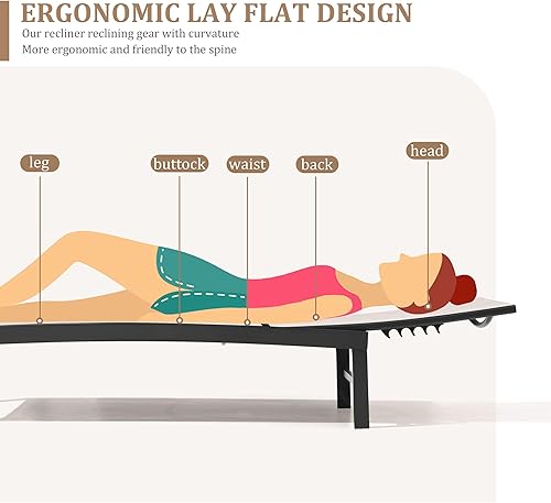 Miniatura 14 de Tumbona de aluminio para patio, tumbonas reclinables para exteriores, tumbonas para todo tipo de clima, con 5 respaldos ajustables y posiciones