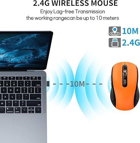 Miniatura 4 de Mouse inalámbrico con botones laterales adecuado para computadoras portátiles, PC, Chromebook, MacBook, mouse silencioso con receptor nano USB,
