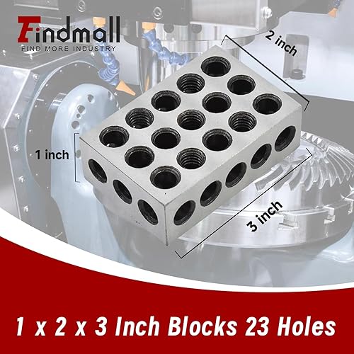 Miniatura 3 de findmall 1 x 2 x 3 Pulgadas Bloques Par Igualado Acero Endurecido 23 Agujeros Precisión 1 2 3 Bloque de Fresado para Mecanistas