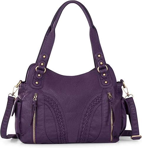 Montana West Bolsos Hobo de cuero lavado para mujer, bolsos espaciosos con correa cruzada