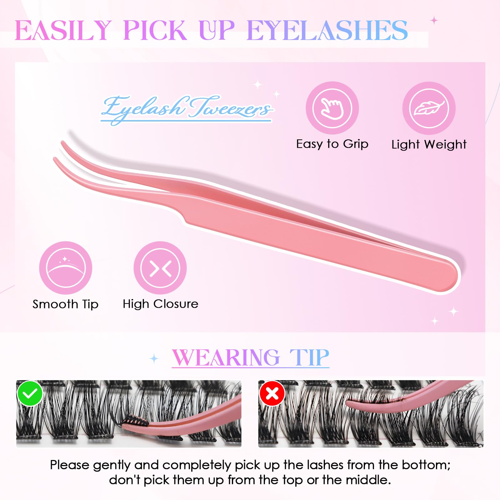 INPING Samoprzylepne rzęsy, 2 style Press on Lashes Fluffy Spiky Wispy Pre Glued Lashes Extension Set z pęsetą dla początkujących, przedłużenie rzęs w domu, "zrób to sam", bez kleju, 8-16 mm
