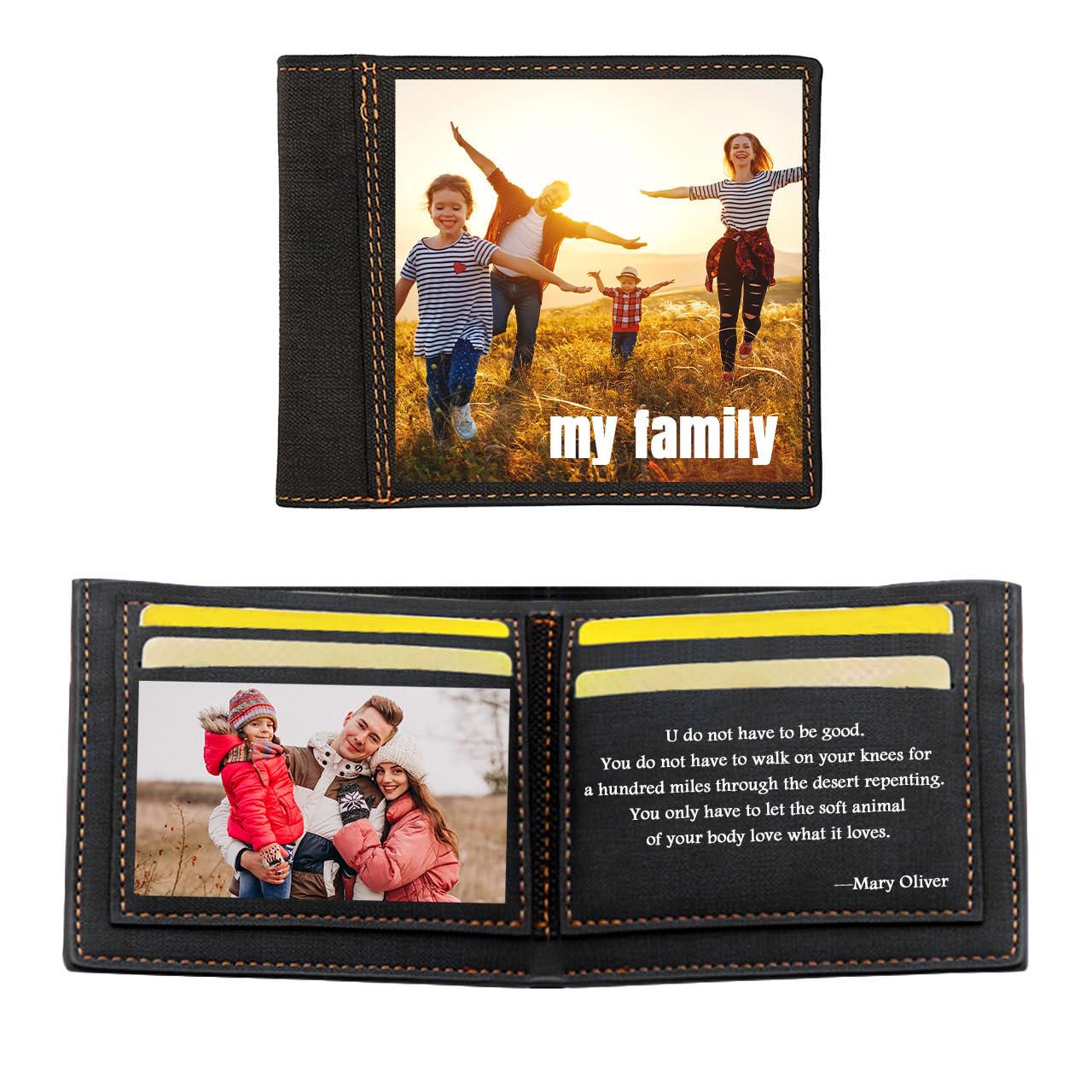 Personalized Photo Wallet Custom Leather Picture Wallets for Men Father, Vintage
