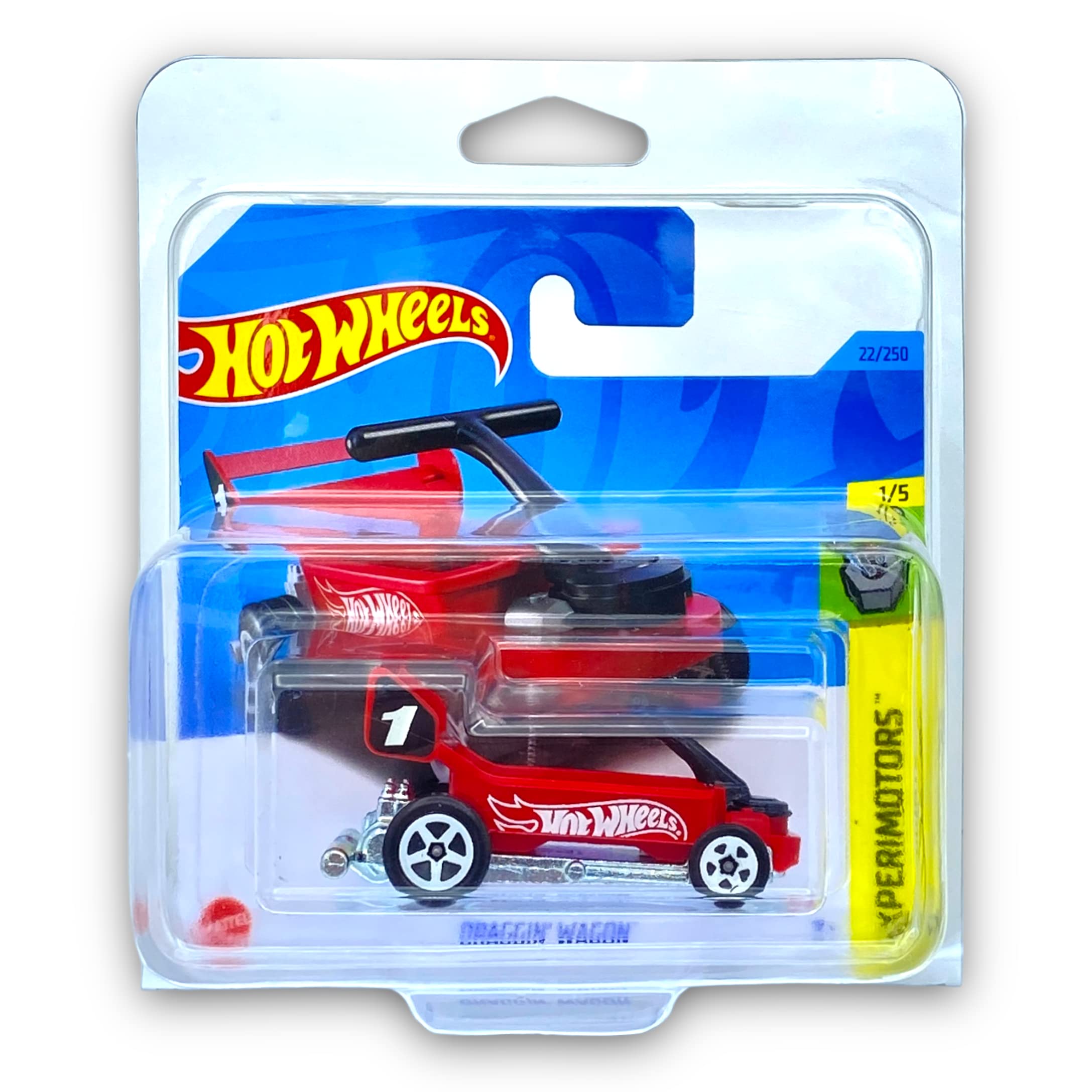 Hot Wheels Draggin' Wagon (Red) 1/5 Experimotors 2023-22/250 (Short Card) - COMES IN A KLAS CAR KEEPER PROTECTIVE COLLECTORS CASE - HKG26