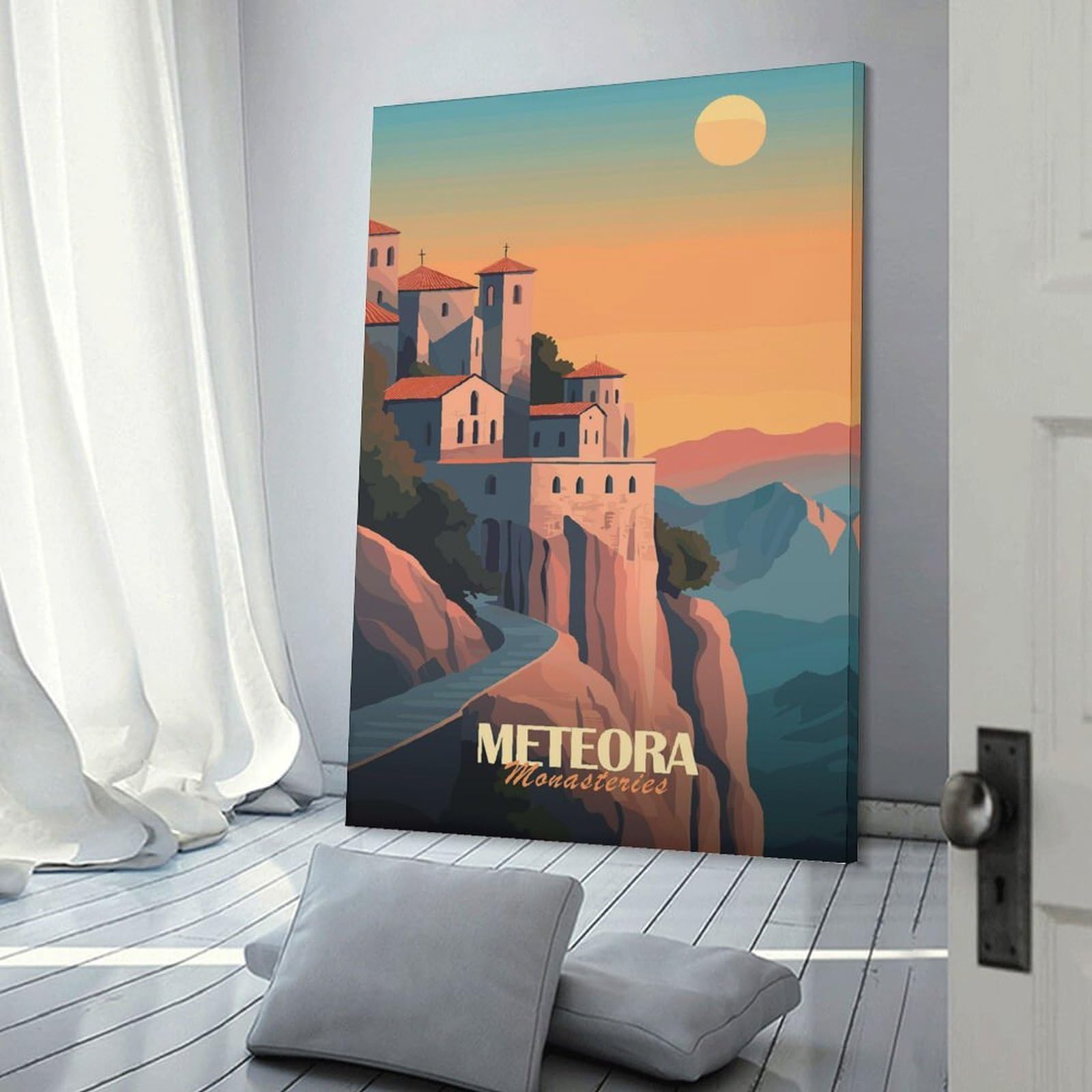 Junmoney Frame-Style-24-2 Wall Picture Print Meteora Monasteries, 20X30inch(50X75cm), For Small Homes, Bedrooms Or Open Spaces, An Easy Choice For New Home Styling
