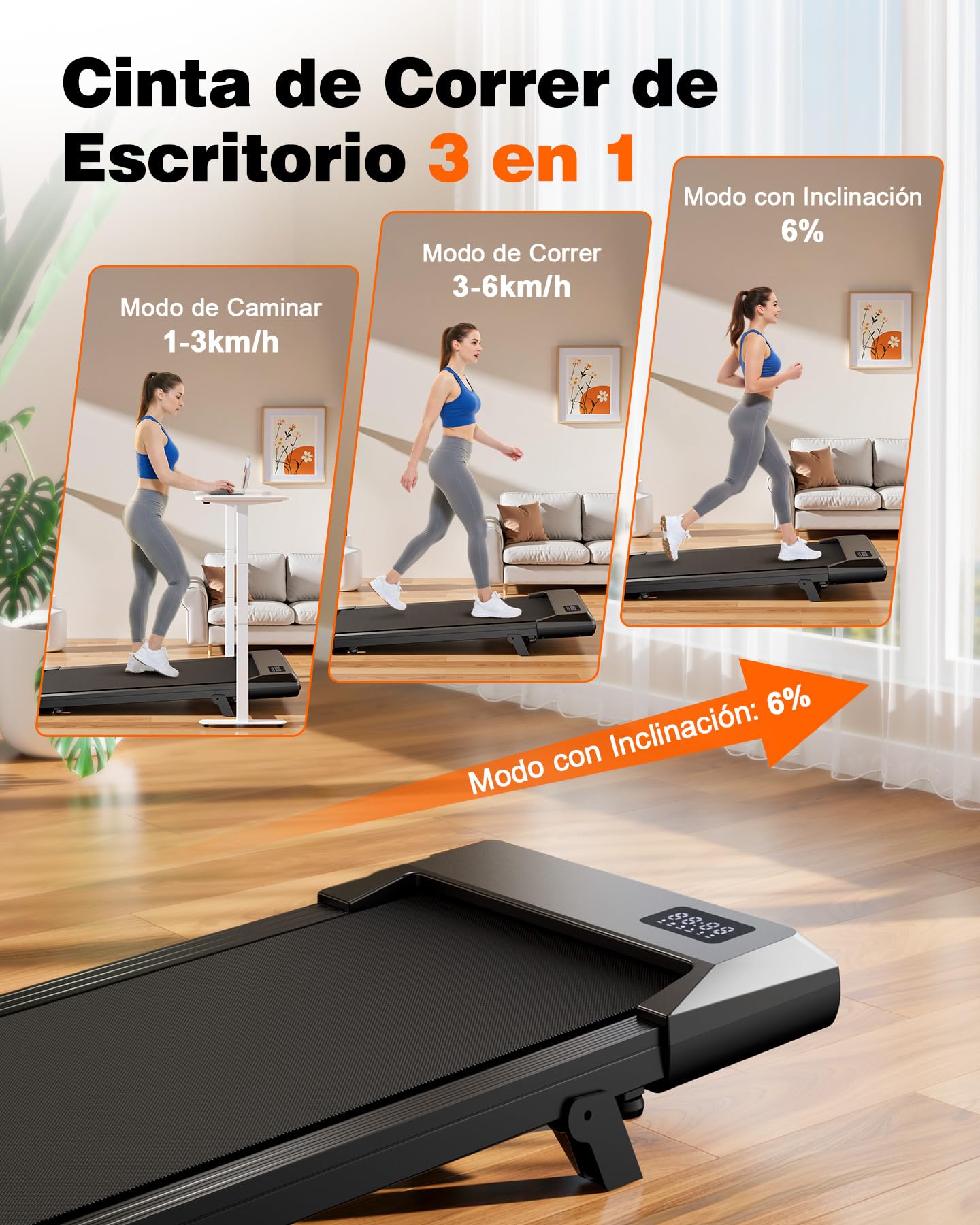 Superun 3,0 HP Cinta de Correr Plegable para el Hogar de Alta Tecnología, 136KG Treadmill, 2-en-1 Cinta de Andar Que Ahorra Espacio con Control App, Cursos de Entrenamiento y Carreras Multi-Curso