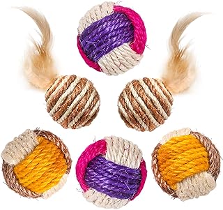 Skrtuan Cat Toy Ball, 6 Pieces Cat Balls, Interactive Feather Toy, Cat Ball for Indoor Use, Interactive Toy for Cats, Cat Toy Self-Activity product image