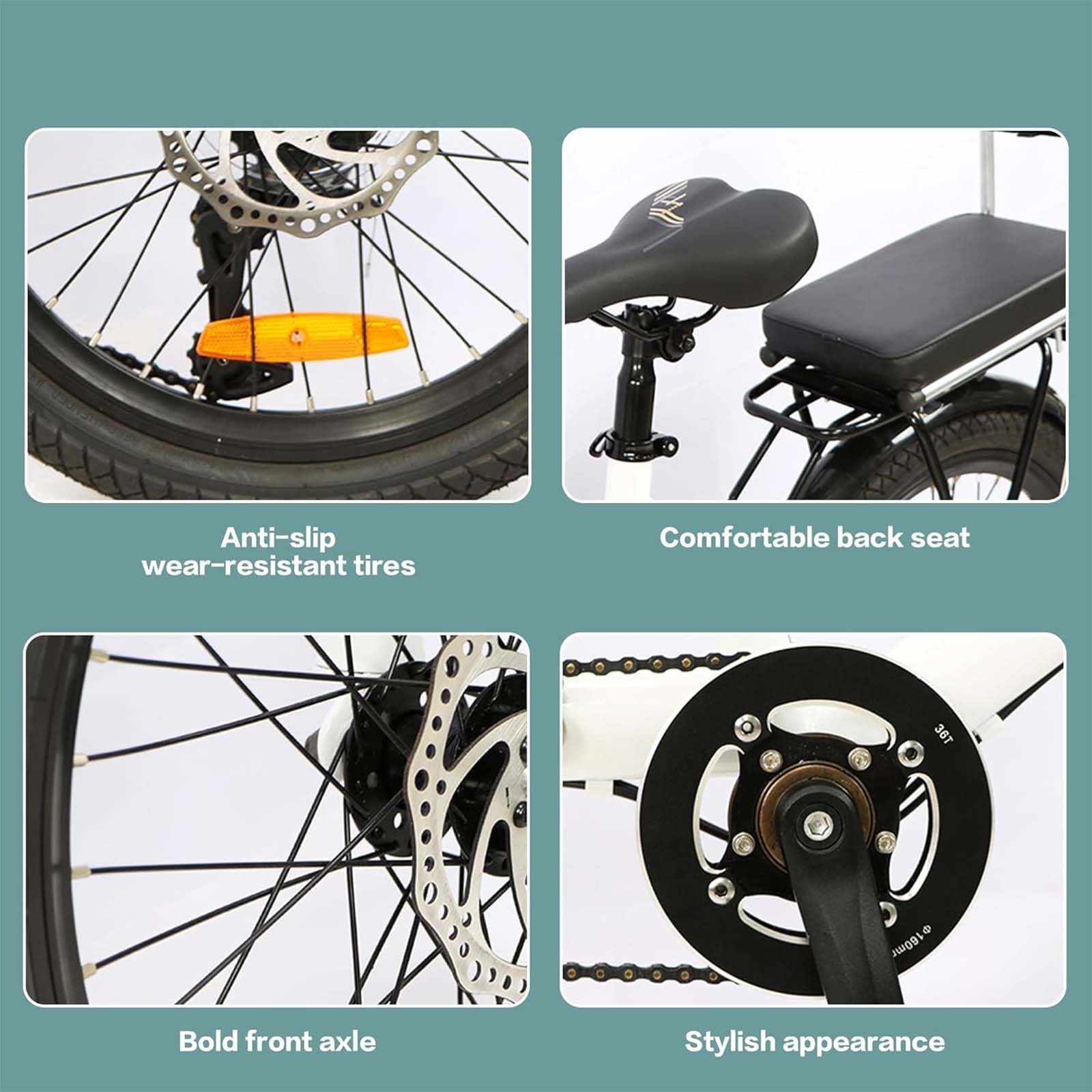 Tandem Beach Cruiser Fahrrad für Erwachsene Faltbares Tandem Beach Cruiser Fahrrad für Erwachsene Dreisitzer 7 Gang Maximale Belastung 300 kg Familienreisen und Paarfahrten