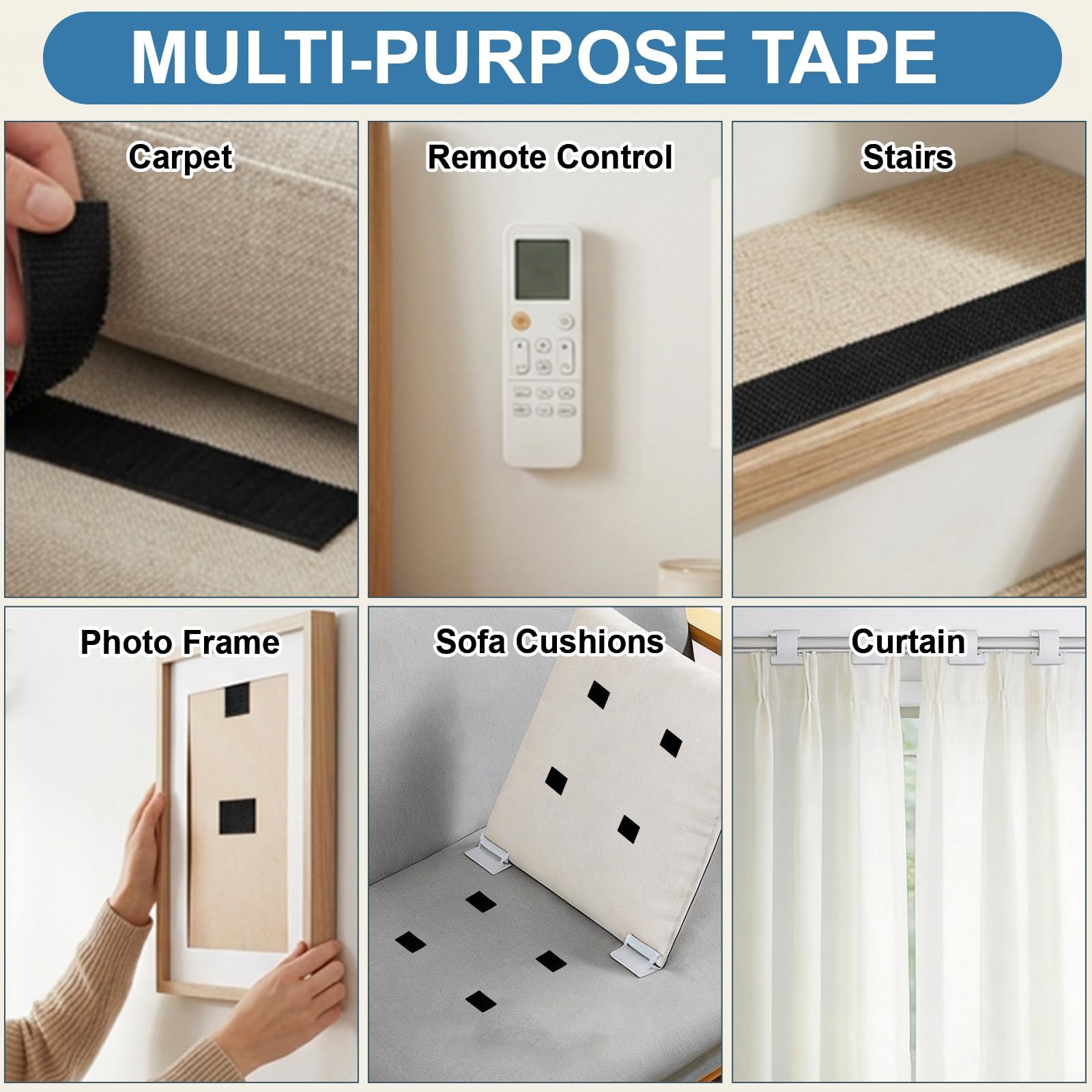 Dual Lock SJ3550 Double Thin Adhesive Tape Extra con Cierre Resellable con Forma de Hongo Entrelazado para Hogar,Alfombras,Coches,GoPros,Soportes,DIY,Oficinas,Cocinas,Dashcam (25,4 mm x 1 m)