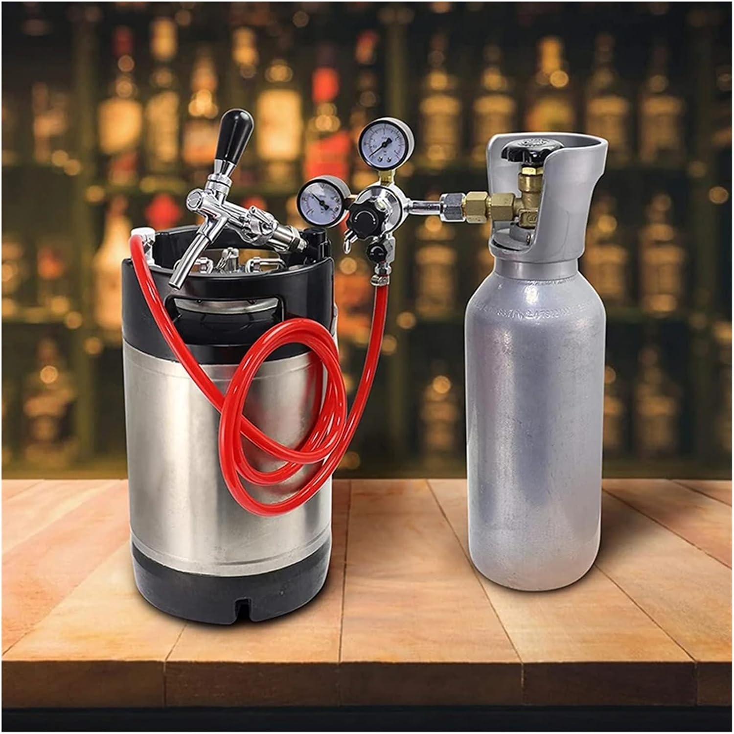 Home Brewing Co2 Regulator Beer Gas Line Kit,W21.8/CGA320 Homebrew Keg Pressure Regulator with Ball Lock Carbonated PVC Tubing Hose Brewing Accessories(CGA320)