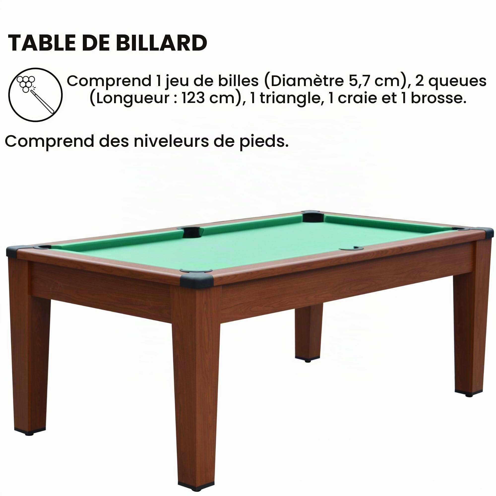 Table Multi Jeux 5 en 1-195x109x79 cm - Ping-Pong, Billard, Airhockey, Poker - Table à Manger